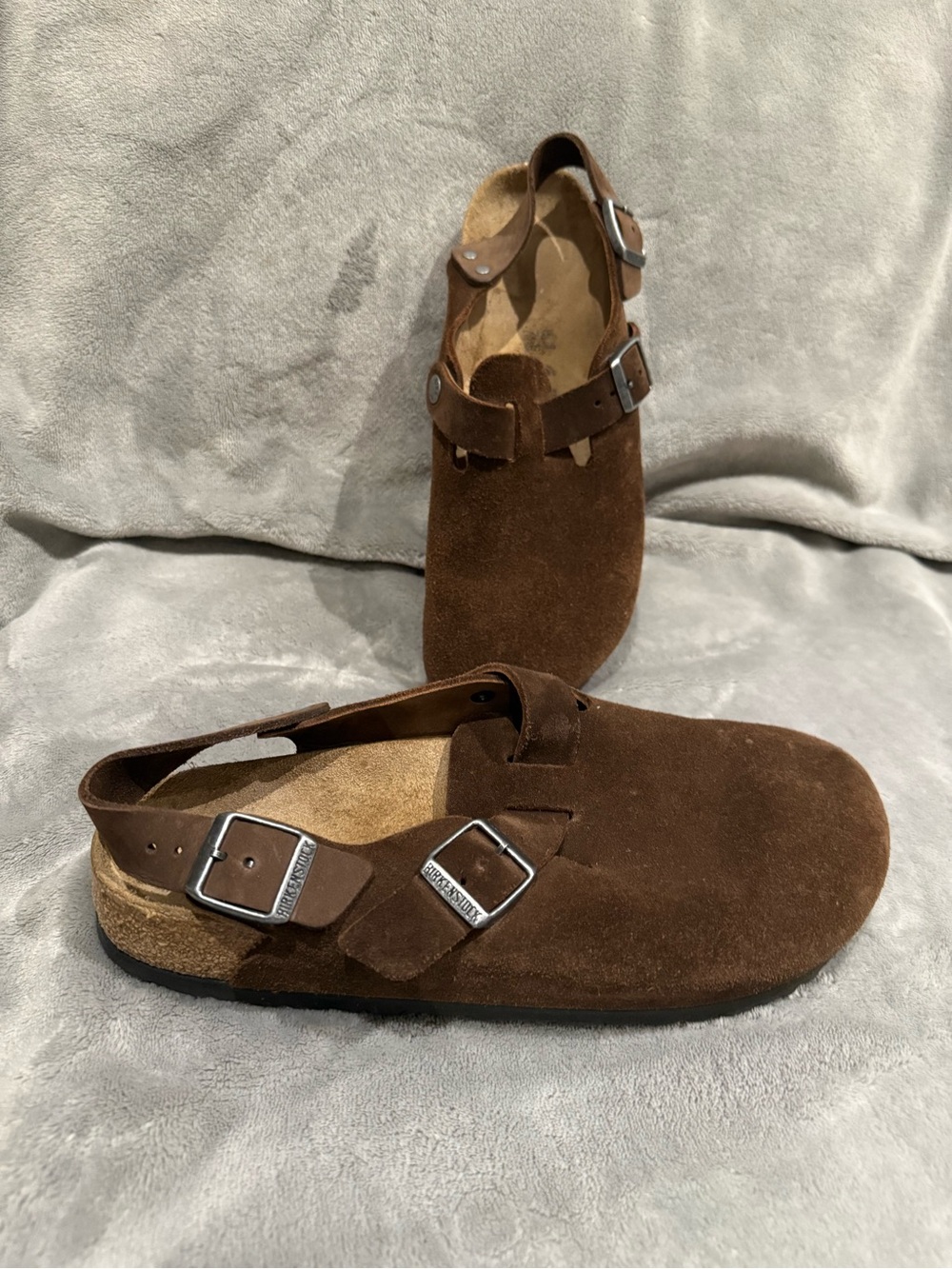 Birkenstock Tokio Brown Suede Buckle Clog